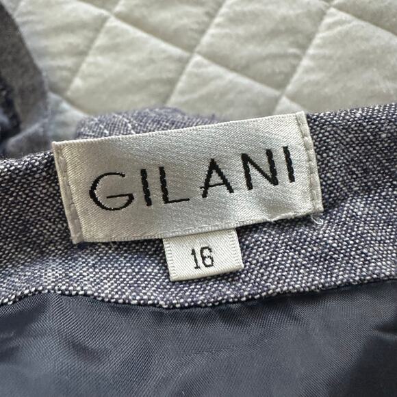 GILANI Skirt Womens 16 Blue Linen Blend Midi A-Line Minimalist Bohemian Chic - Picture 6 of 10